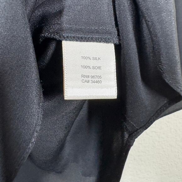 Rebecca Taylor Size 2 Lace Trim Silk Top Blouse Black Square Neck Short Sleeves - Picture 8 of 8